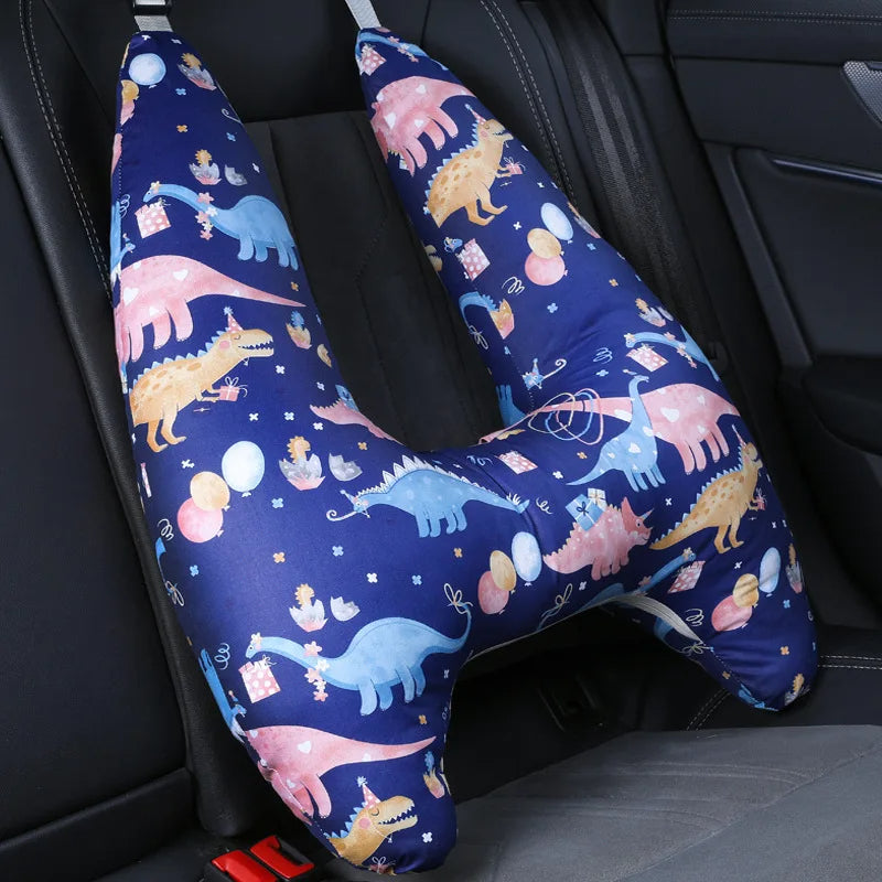 Anypillow Car Travel Pillow UShape Dinosaur Party Pattern Children Travel Pillow Cushion for Car Seat, Safety Neck Pillow for Kids