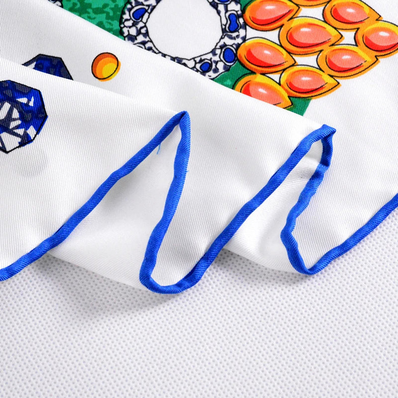 Anyyou Scarf for Women Green Leaves Diamond Pattern Fashion Brand Design Ladies Silk Shawl 90*90cm Brand Twill Square Scarves