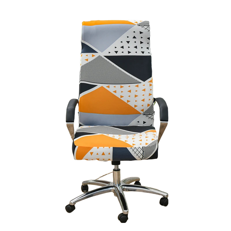 Anyseat Office Chair Cover Orange White Geometric Large Non-Slip Rotating Seat Case Universal Armrest Chair Protector