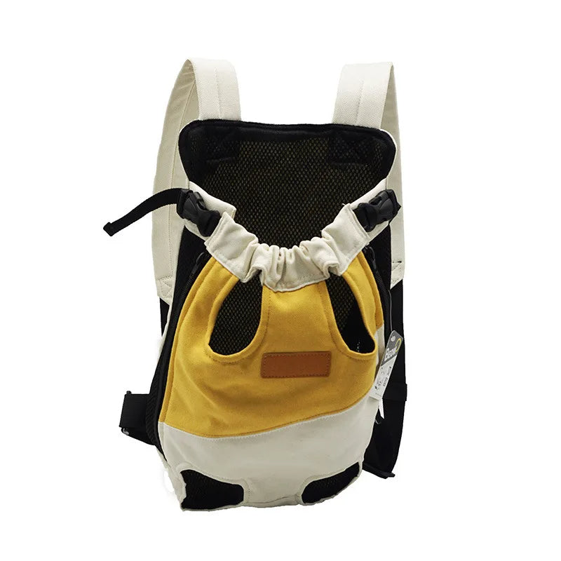 ANYWAGS Pet Carrier Yellow White 3XL Denim Breathable Travel Backpack for Large 3XL Pets with Pockets for Carrying Supplies