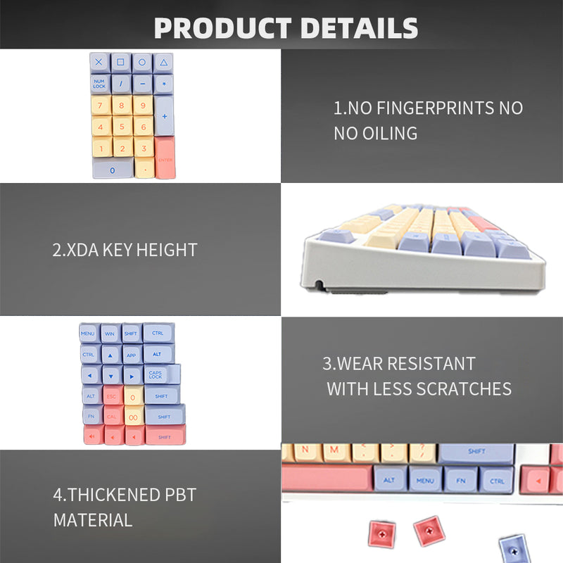 ANYMOB Keycap Keyboard Grey White 132 Keys PBT Dye Sublimation Switch Fit Pack in Box