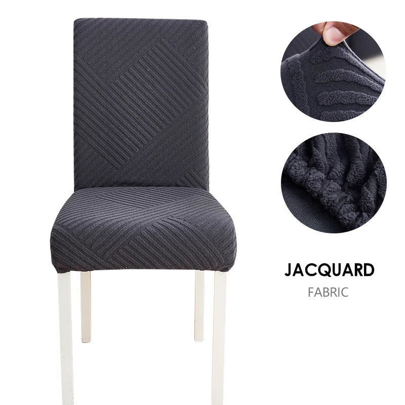 Anyseat Chair Cover Dark Grey Knitted Lines Design with Anti-Dirt and Elastic Material for Dining Room Kitchen Wedding Hotel Banquet Restaurant