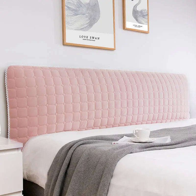 Anycozy Headboard Cover Pink Cube Pattern Super Soft Smooth Quilted Velvet Bed Back Dust Protector Cover 140x70cm