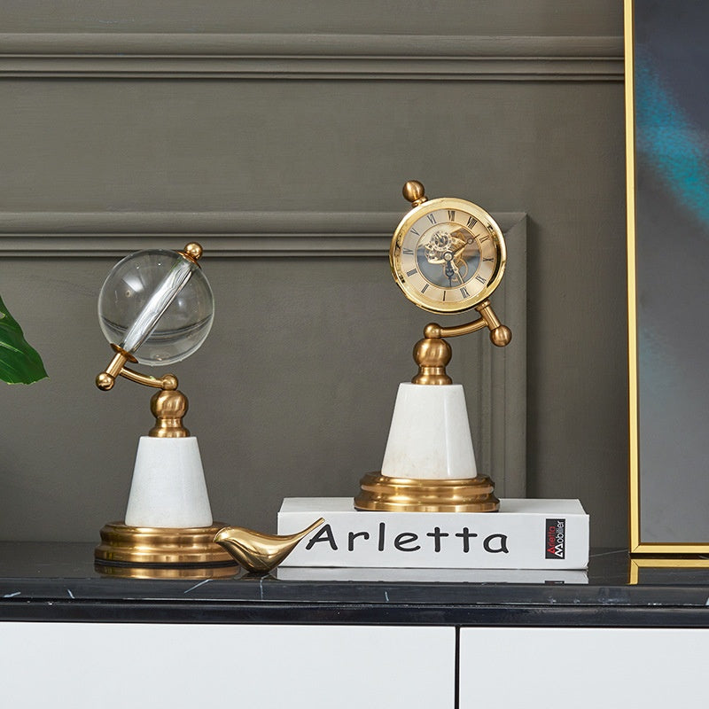 ANYHOUZ Luxury Gold Metal – Clock Showpiece Sculpture for Living Room, House Display & Elegant Crafts Ornaments