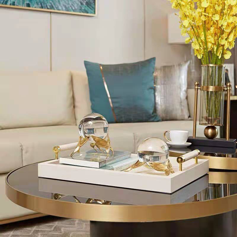 ANYHOUZ Luxury Gold Metal – Copper Butterfly Crystal Ball Sculpture for Living Room, House Display & Elegant Crafts Ornaments