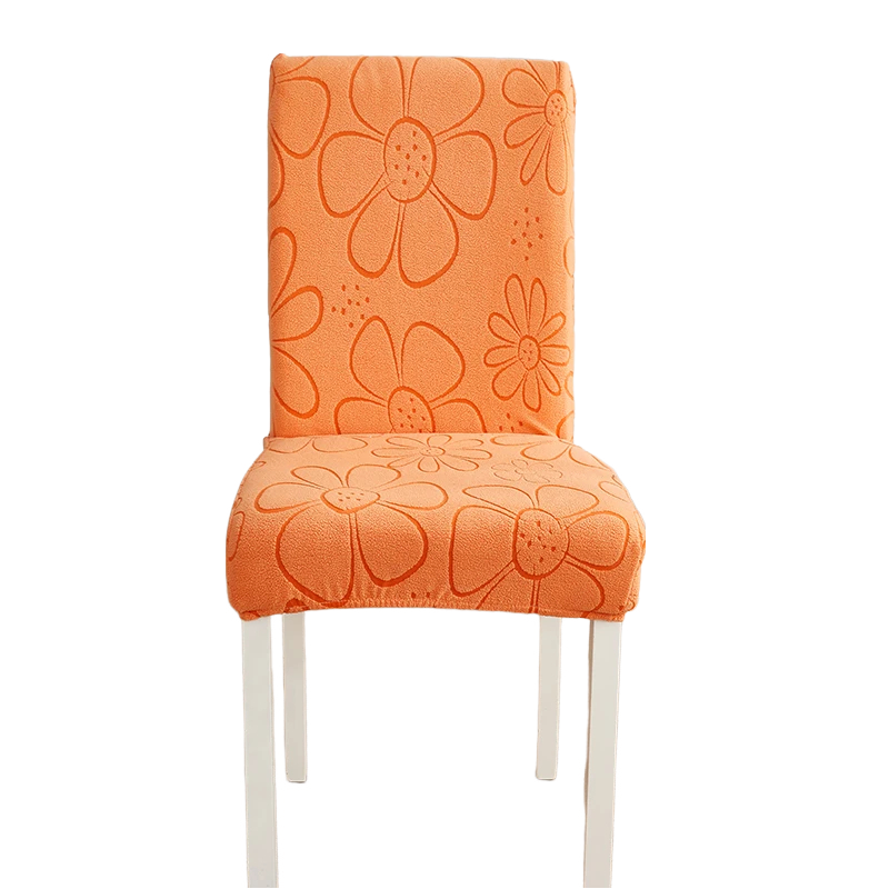 Anyseat Chair Cover Orange Floral Design with Anti-Dirt and Elastic Material for Dining Room Kitchen Wedding Hotel Banquet Restaurant