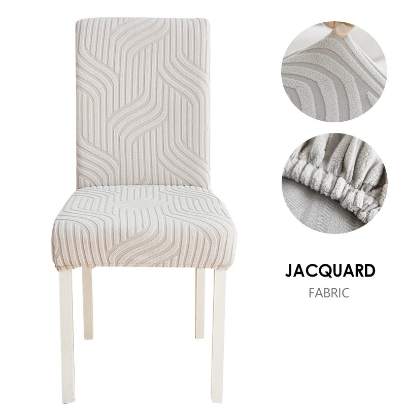 Anyseat Chair Cover Light Grey Linear Design with Anti-Dirt and Elastic Material for Dining Room Kitchen Wedding Hotel Banquet Restaurant