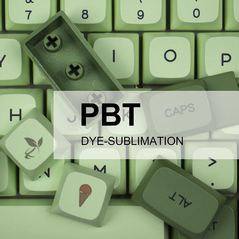 ANYMOB Keycap Keyboard Olive Green 124 Matcha English Dye Submlimation Switch Bag Pack