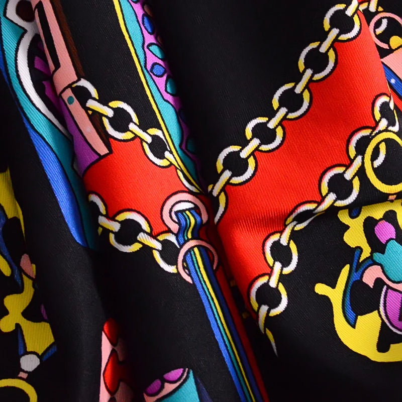 Anyyou Scarf for Women Pink Printed Twill Silk Shawl Fashion Elegant High Quality for Spring Autumn Square Scarves 90*90cm