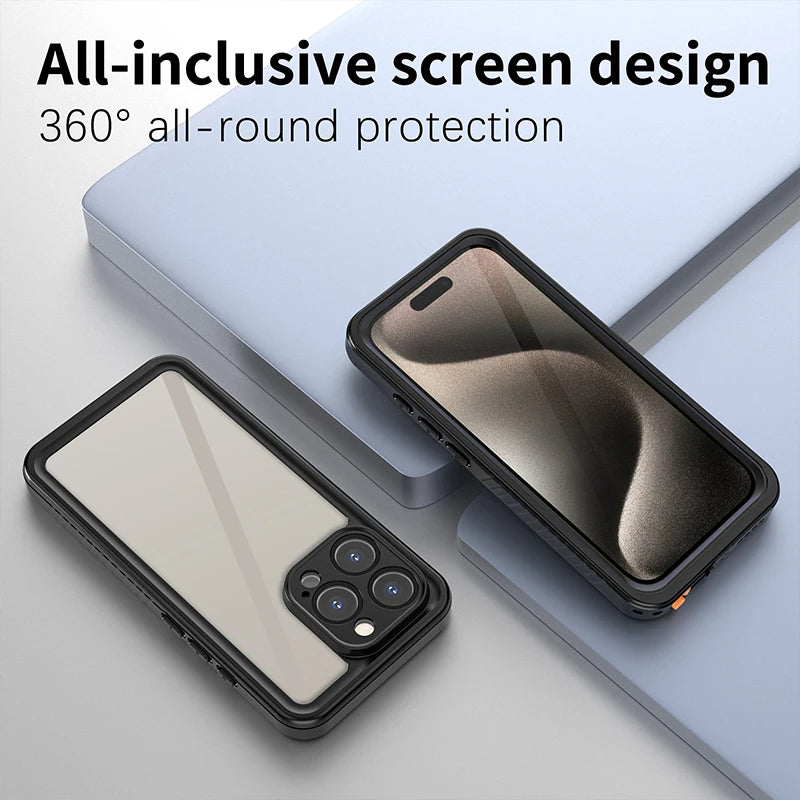 ANYMOB iPhone Case Black Shellbox Waterproof Military Grade Protection Defender Cover