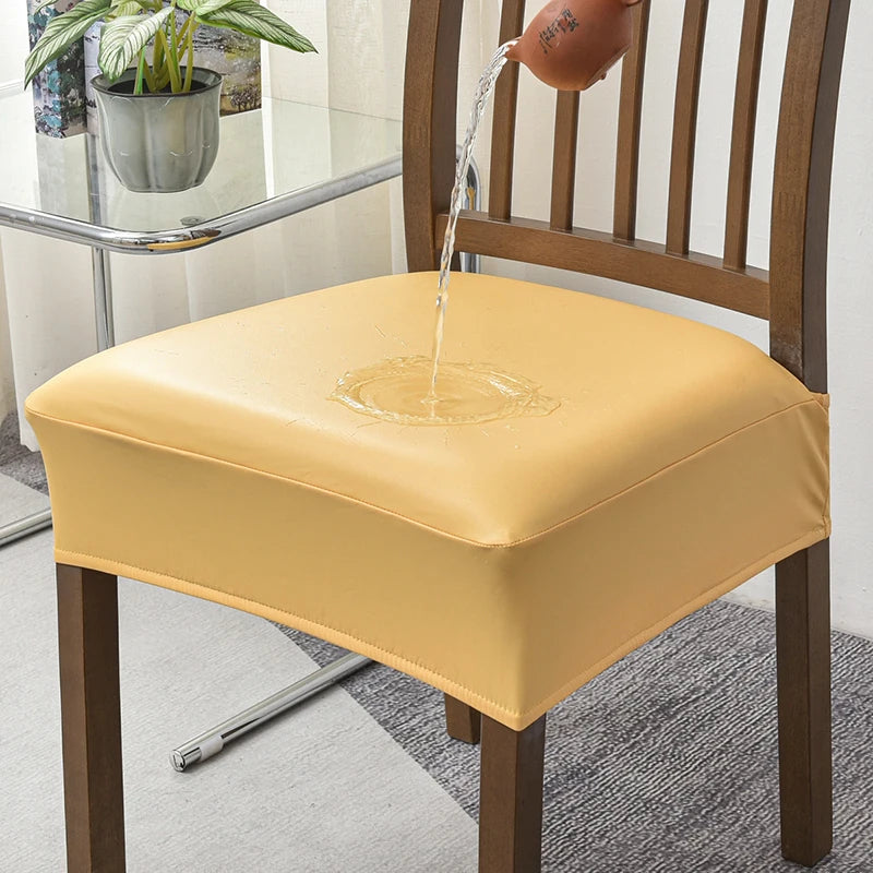 Anyseat Chair Cover Yellow PU Leather Seat Slipcover Chair Cover for Kitchen Hotel Banquet Dining Living Room