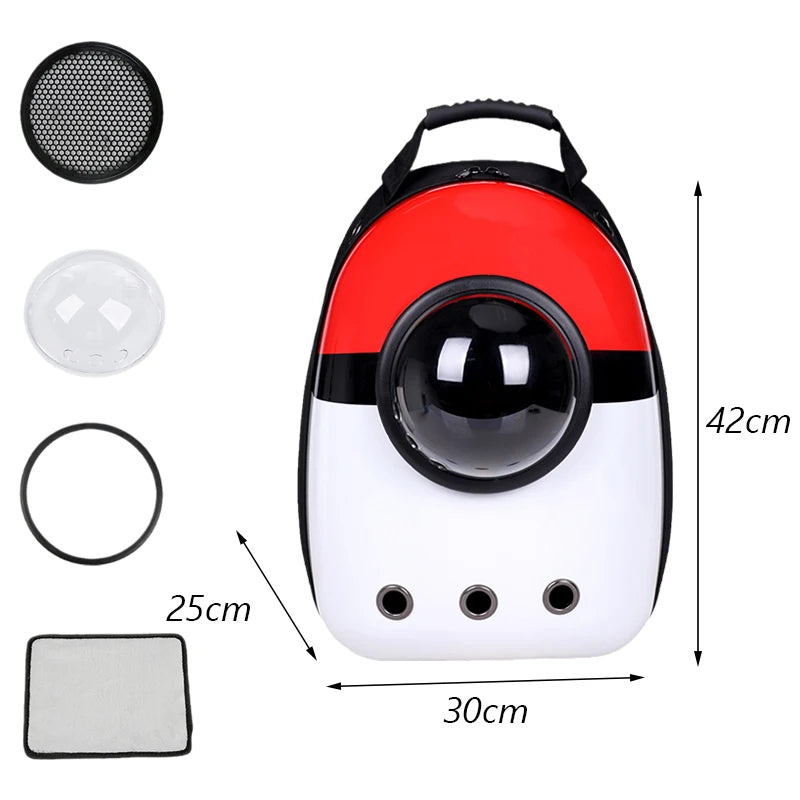 ANYWAGS Pet Carrier Red and White No Print Breathable Space Capsule Travel On the Go Bag For Pev