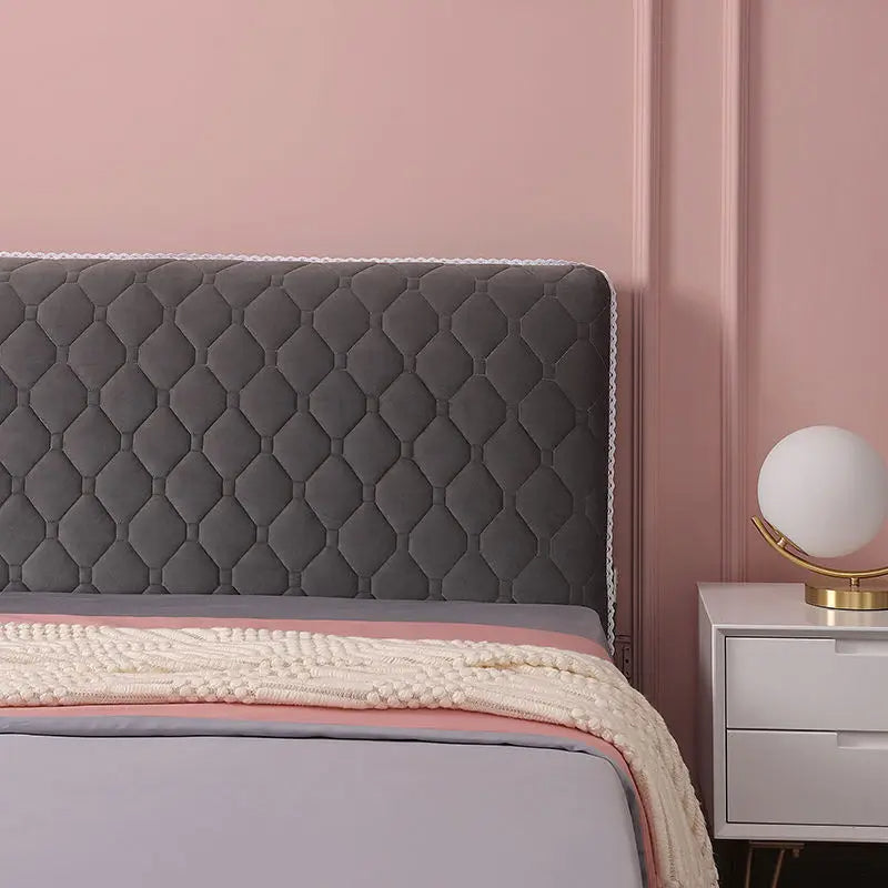 Anycozy Headboard Cover Khaki Diamond Pattern Super Soft Smooth Quilted Velvet Bed Back Dust Protector Cover 170x70cm