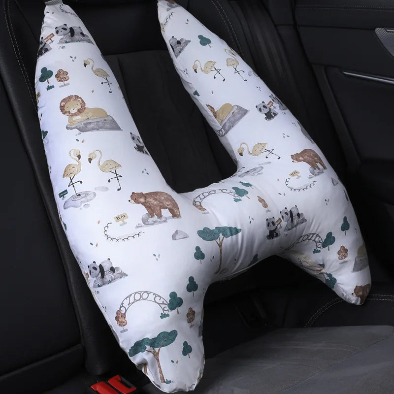 Anypillow Car Travel Pillow UShape Zoo Park Pattern Children Travel Pillow Cushion for Car Seat, Safety Neck Pillow for Kids