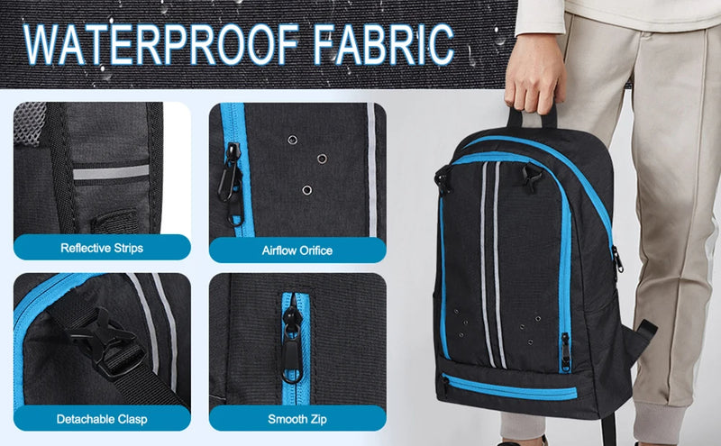 ANYPACK Basketball Backpack Black Large Capacity Sports Bag With Ball Compartment Durable Design For Gym Travel And Outdoor Training