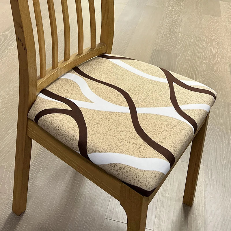 Anyseat Chair Cover Light Beige Brown White Wave Pattern Stretch Seat Cover Washable
