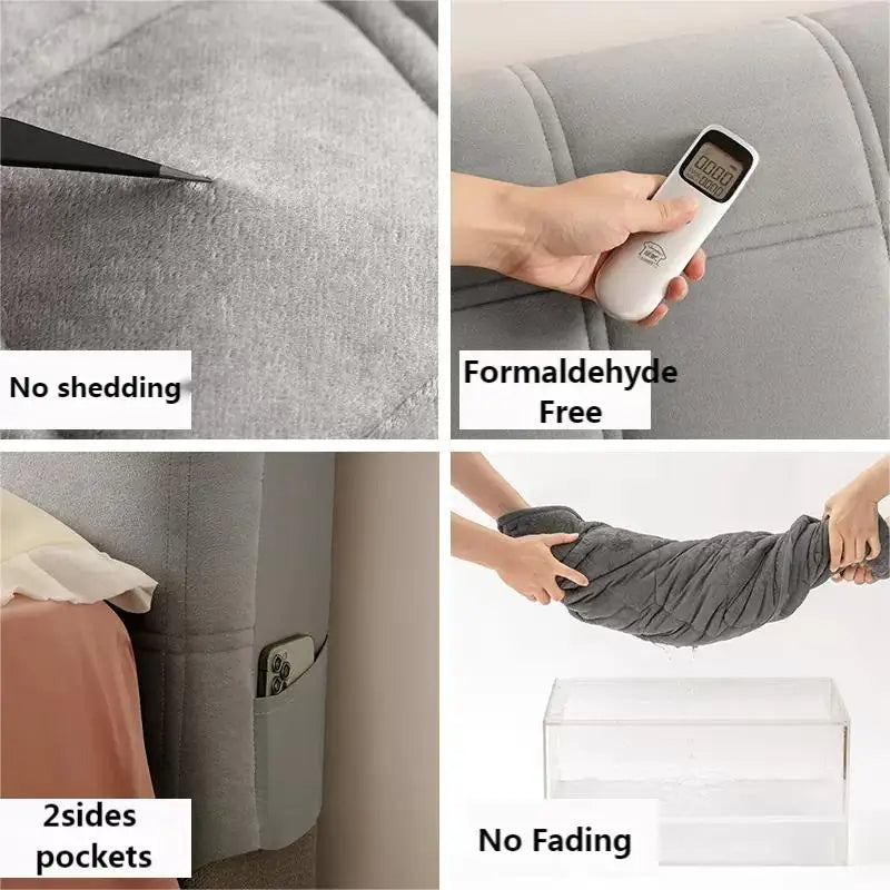 Anycozy Headboard Cover Square Dark Gray Super Soft Smooth Quilted Velvet Bed Back Dust Protector Cover 160x70cm