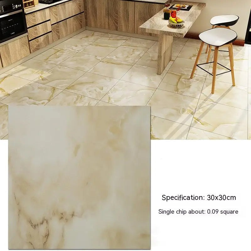 ANYHOUZ 10pcs Yellow Vinyl Floor Tile Smudge Self-Adhesive 3D Waterproof