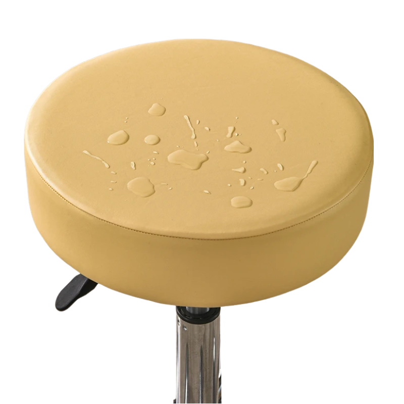 ANYHOUX Barstool Cushion Cover Yellow Elastic Bands Slipcover for Swivel Chair Barstool Washable PU Leather Cushion Cover