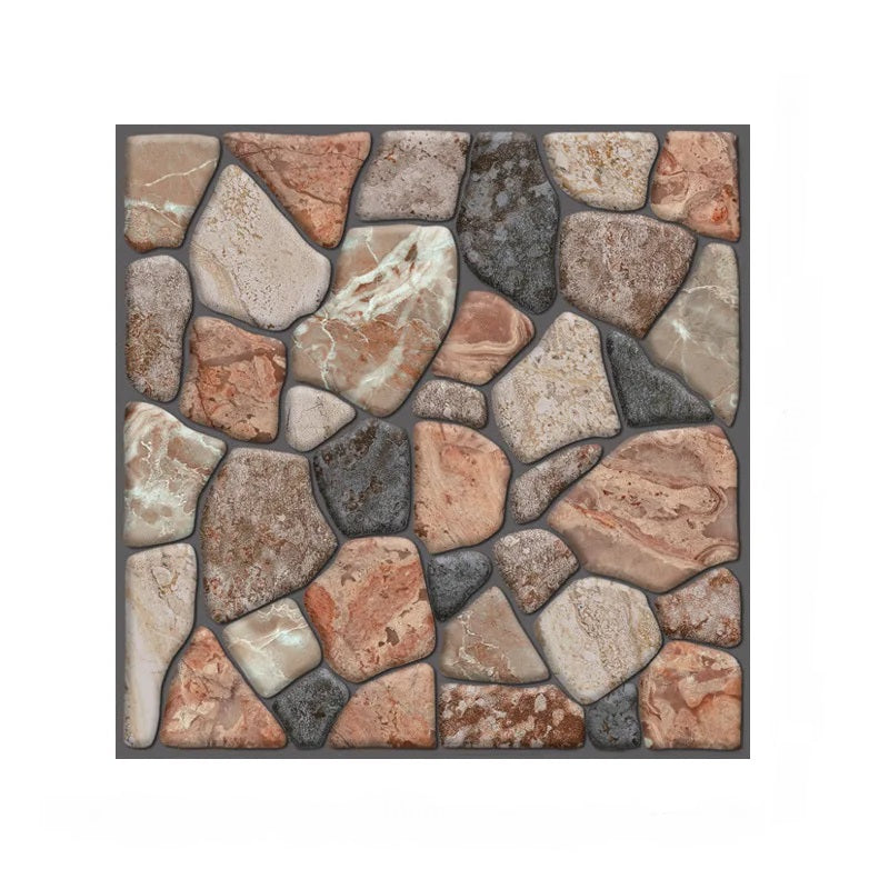 ANYHOUZ 10pcs Vinyl Wall Tile Orange Stone Pattern 3D Waterproof