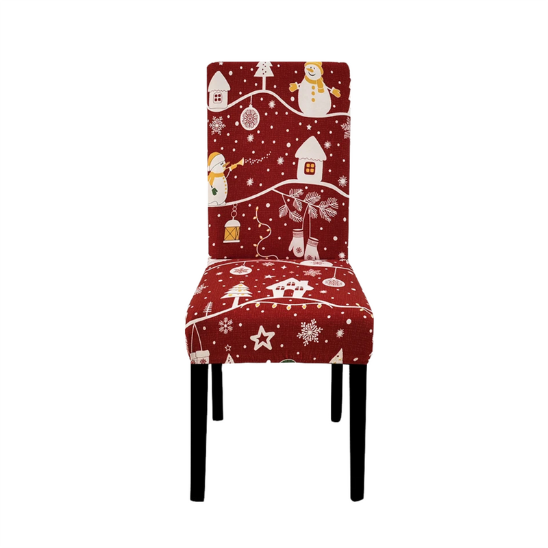 Anyseat Chair Cover Maroon Festive Christmas Design Stretchable Dining Slipcover