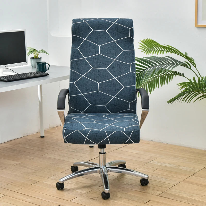 Anyseat Office Chair Cover Blue Green Pattern Medium Non-Slip Rotating Seat Case Universal Armrest Chair Protector
