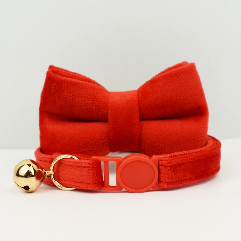 Anypet Stylish Red Bow Cat Collar – Small Size with Safety Buckle, Bell & Durable Strap