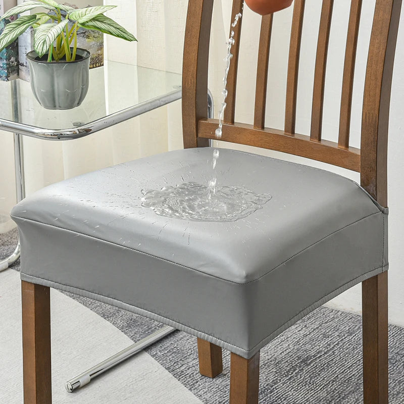 Anyseat Chair Cover Grey PU Leather Seat Slipcover Chair Cover for Kitchen Hotel Banquet Dining Living Room