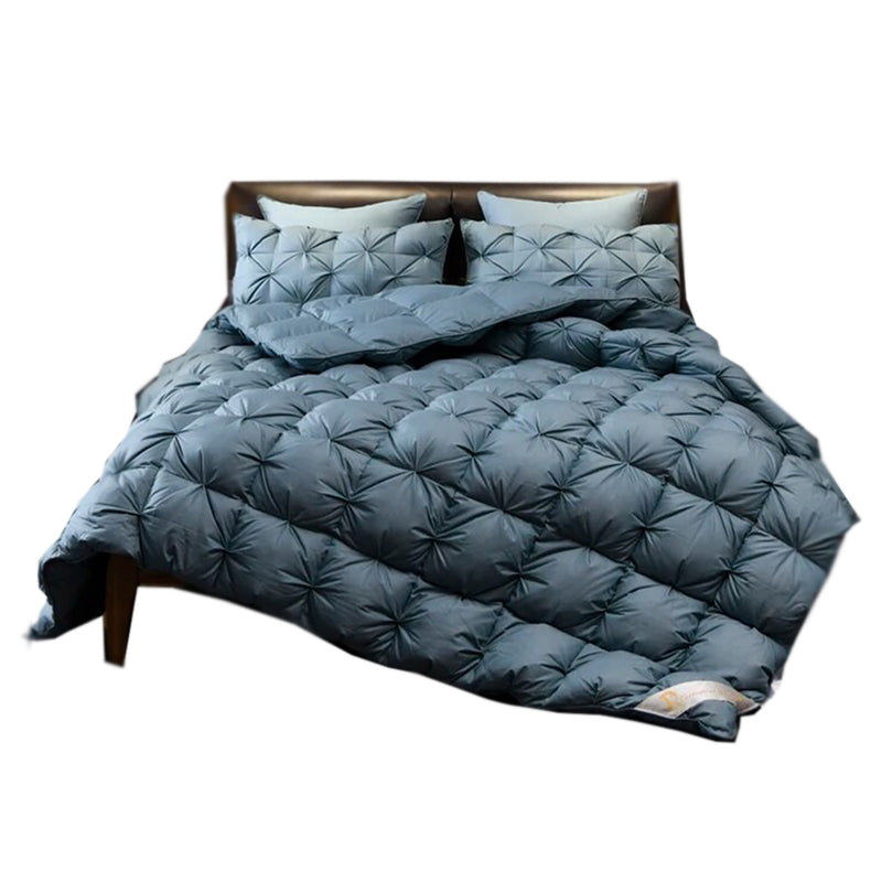 ANYHOUZ Duvet Cover Blue Grey Luxury Breathable Puffer Bed Comforter