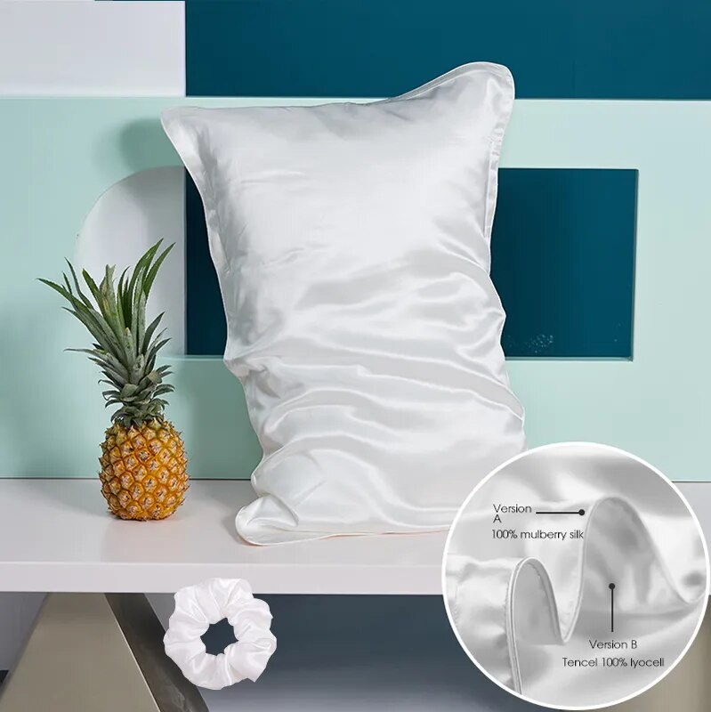 Anypillow Pillowcase 51x66cm White Pure Real Silk For Comfortable And Relaxing Home Bed