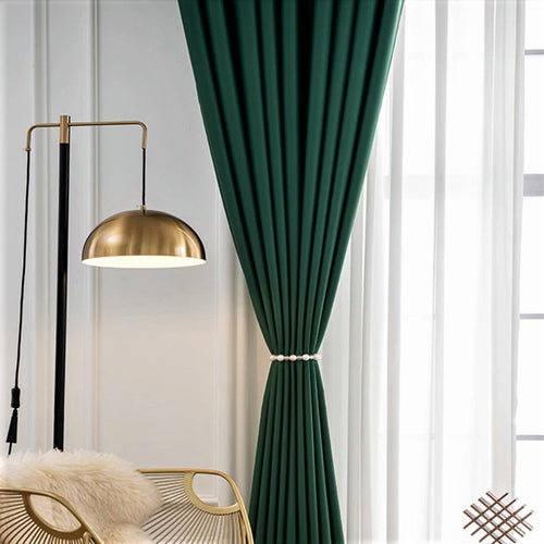 Anydrape Plain Dark Green Luxury Curtains – Modern Textured Drapes for Living Room, Bedroom & Dining Decor