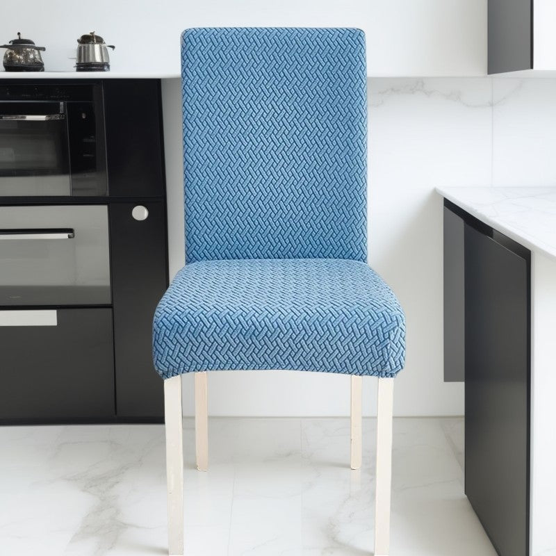 Anyseat Chair Cover Blue Small Knitted Design with Anti-Dirt and Elastic Material for Dining Room Kitchen Wedding Hotel Banquet Restaurant