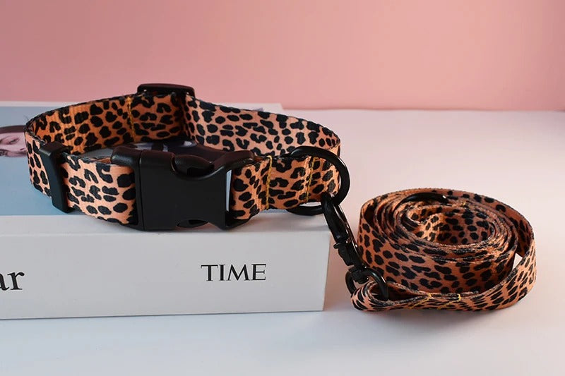 ANYWAGS Pet Collar Leash Set Brown Tribal Sytlish Strap Comfortable Dog Accessory