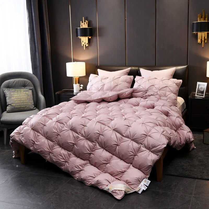 ANYHOUZ Duvet Cover Old Rose Luxury Breathable Puffer Bed Comforter
