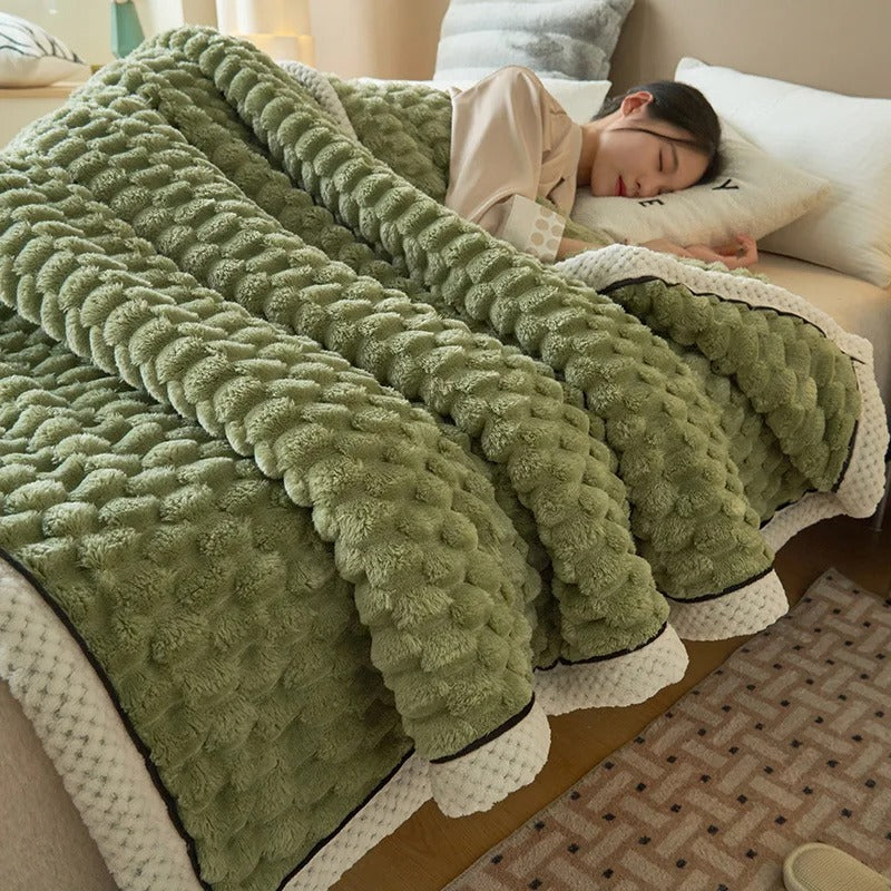 Anycozy Green Velvet Soft Fluffy Warm Throw Blanket
