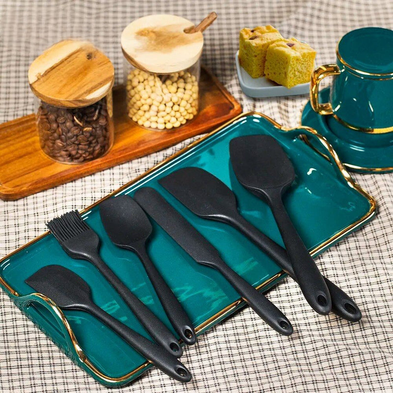 Anygleam Silicone Black Seamless Mixing Spatula 4 Set Kitchen Accessories Baking Utensil Kit Bread Cake Mixing Tools Cooking Scraper Heat Resistant