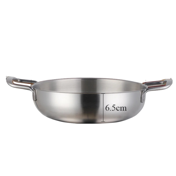 Anygleam Stock Pot Silver-L Stainless Steel HotPot Without Lid Single-Layer Cooking Soup Noodle Sea Food Home Kitchen Restaurant Tools