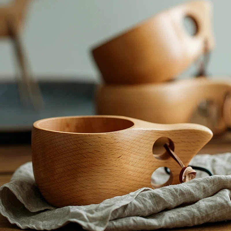 Anygleam Brown Style 3 Wooden Cup Coffee Mug Kitchen Tools Accessories