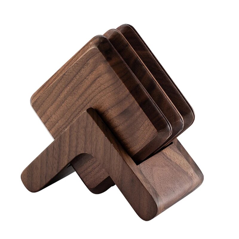 Anygleam Black Walnut 6pcs Wooden Coasters Cup Kitchen Tools Accessories