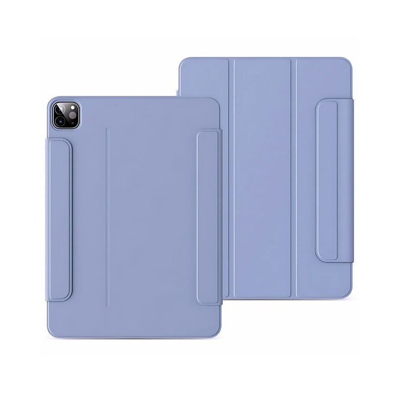ANYMOB iPad Case Lavender Grey Leather Smart Folio with Magnetic Clip Protective Cover