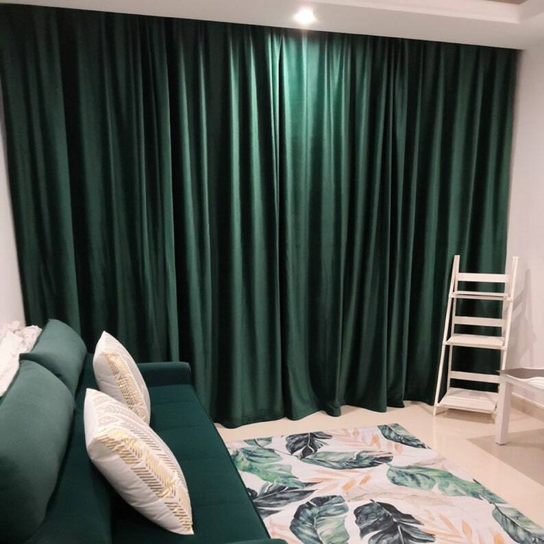 Anydrape 200cm Green High Quality Modern Velvet Blackout Curtains for Living Room Bedroom Dining Luxury Window Drape