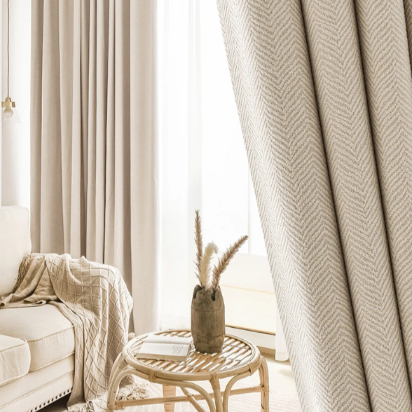 Anydrape Curtain Beige 150cmx250cm Thick Chenille Luxury Blackout Curtains