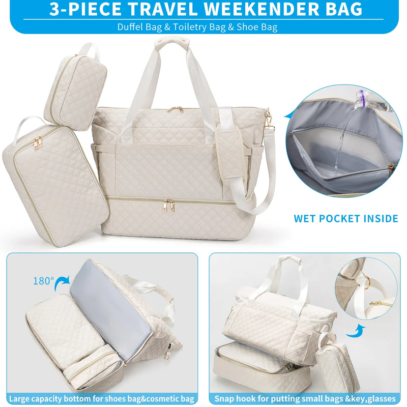 Anymom Mommy Diaper Bag Pink Handbag 3 pcs Set with Multiple Pocket Design for Travel Outdoor Changing Fashion Mom Shoulder Bags