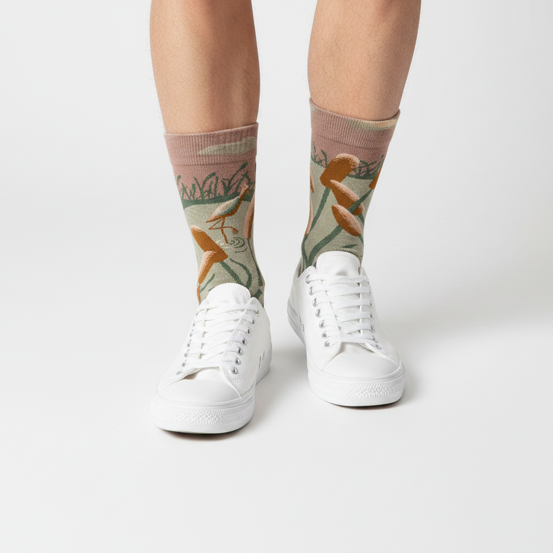 Anyfootwear 5 Pairs Size 5-9 Fashion Long Sock Cartoon Personalized Creative Nature Flamingo Print For Men Woman Foot Cold Winter Warm Comfortable Accessories
