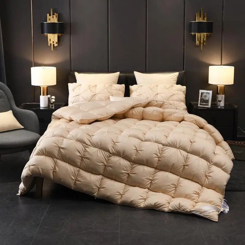 ANYHOUZ Duvet Cover Cream Luxury Breathable Puffer Bed Comforter