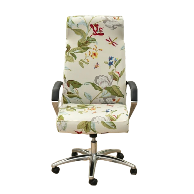 Anyseat Office Chair Cover Light Leafy Design Large Non-Slip Rotating Seat Case Universal Armrest Chair Protector
