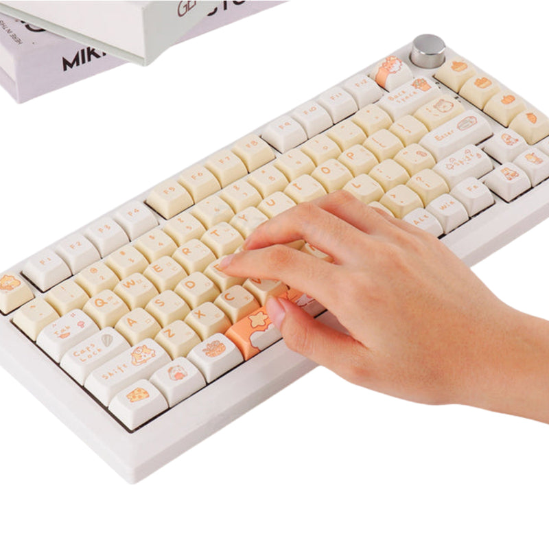ANYMOB Keycap Keyboard Yellow 131 Keys Korean Dye Sublimation Touch Clicks Box