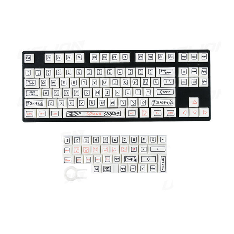 ANYMOB Keycap Keyboard White Notes Theme 125 Keys Switch Mechanical Custom Cute Anime Personalized Keys