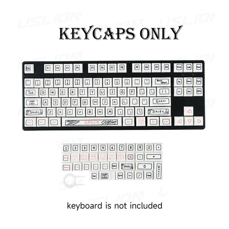 ANYMOB Keycap Keyboard White Notes Theme 125 Anime Keys Cute Mechanical Personalized Touch Clicks