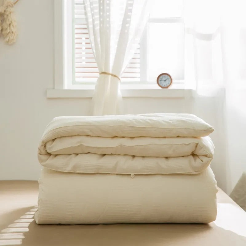 ANYHOUZ Duvet Cover Beige Quilted Ultra Soft Bed Comforter 200X230cm